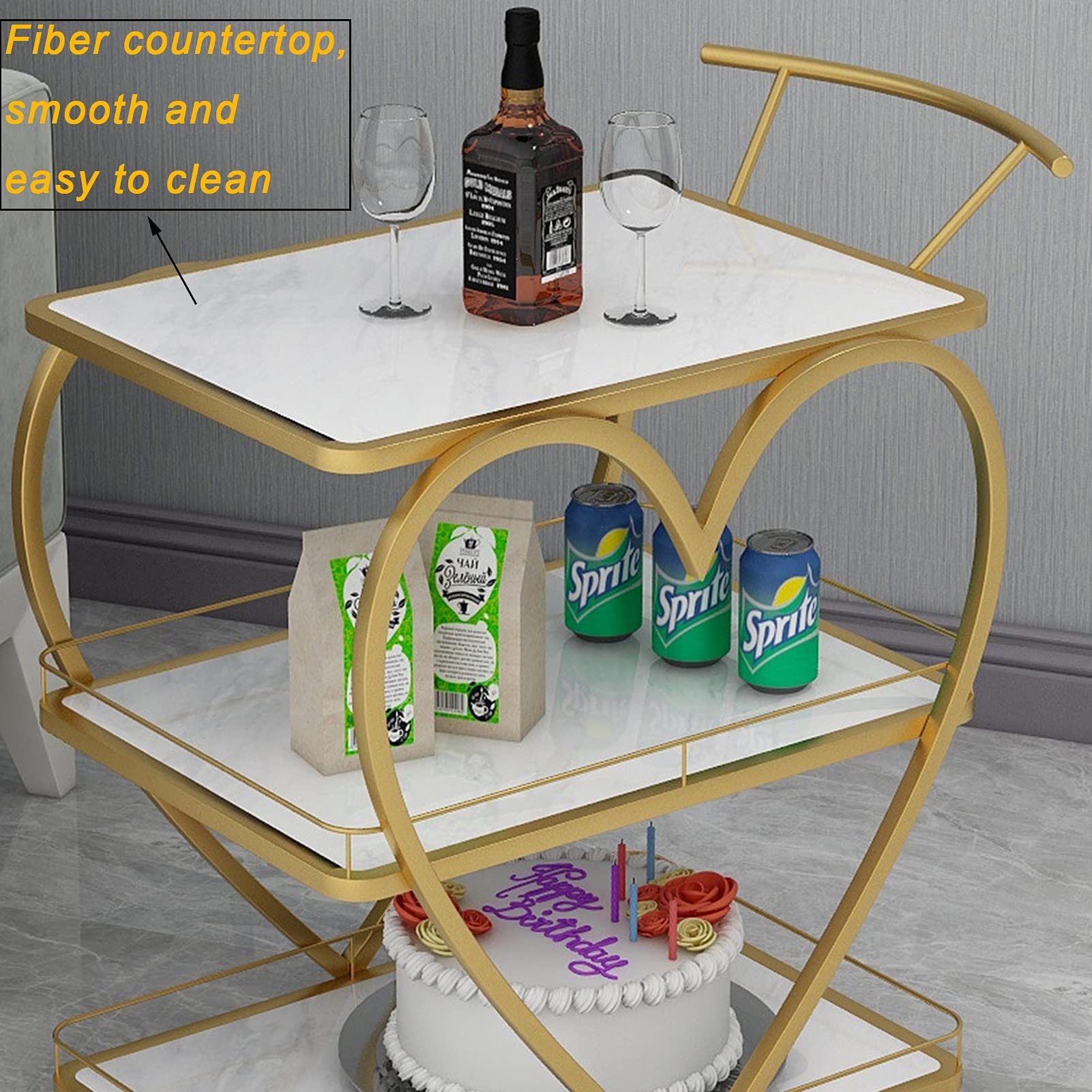 サービングトローリー/キッチンカート/ワインワゴン ワインカート、キッチンサービングトロリー ローリングキッチンカート